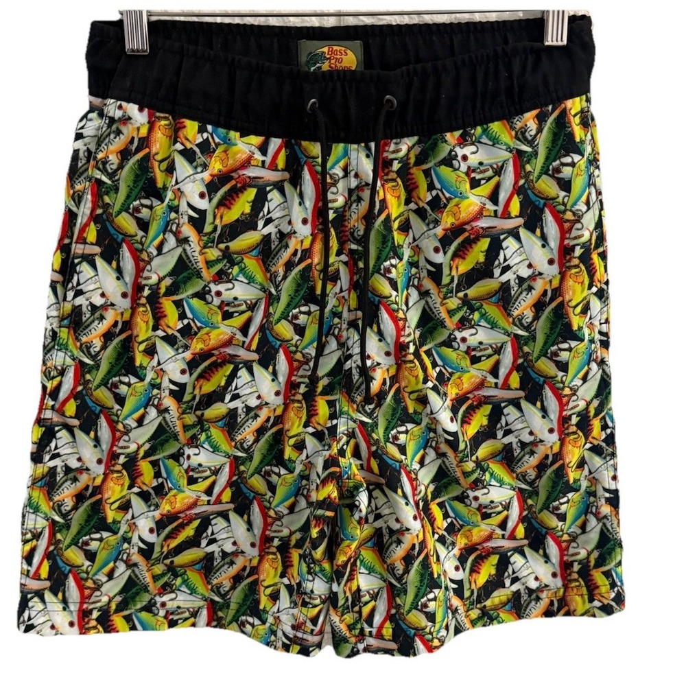 BASS‎ PRO SHOPS MENS SHORTS SIZE SMALL BOARD TRUNKS SWIMWEAR FISH LURES